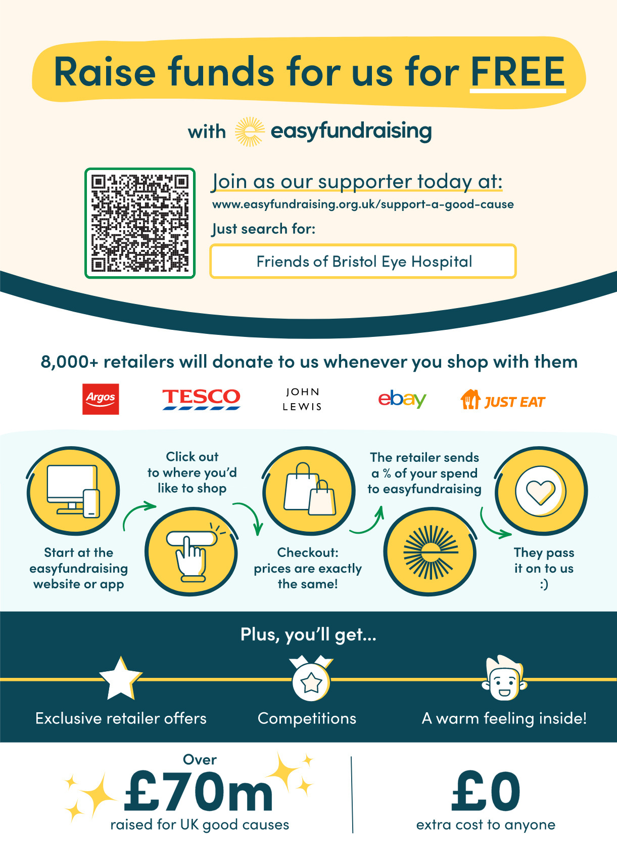 Easy fundraising flyer - 70m - 1221x1702px Raise funds for us for free